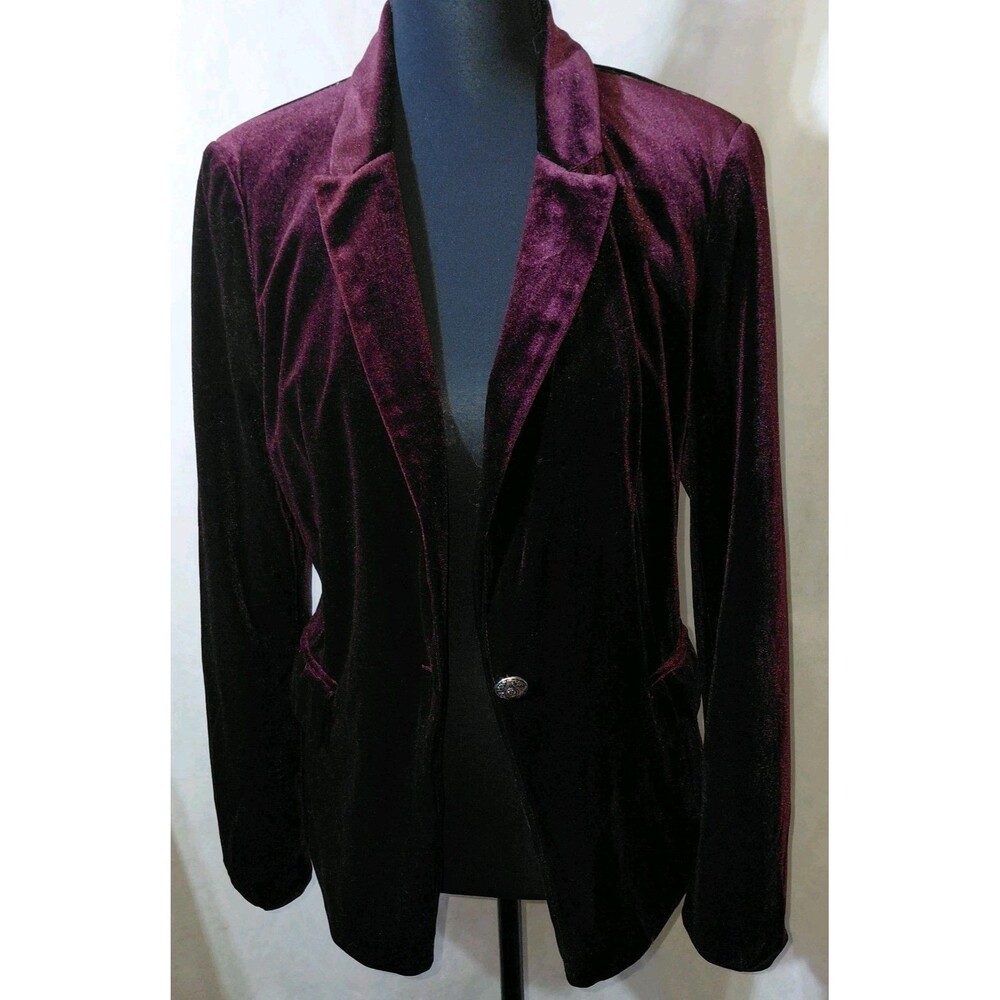 Jules & Leopold Blazer Jacket Womens S Maroon Velvet Notch Lapel Single Breasted
